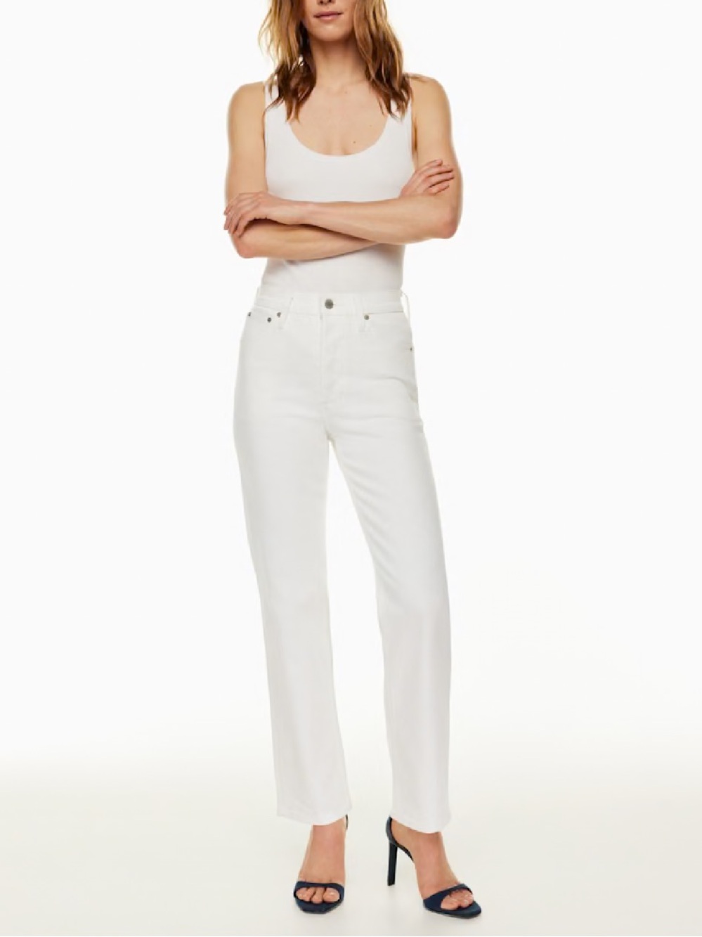 Denim Forum White Straight Leg Jeans